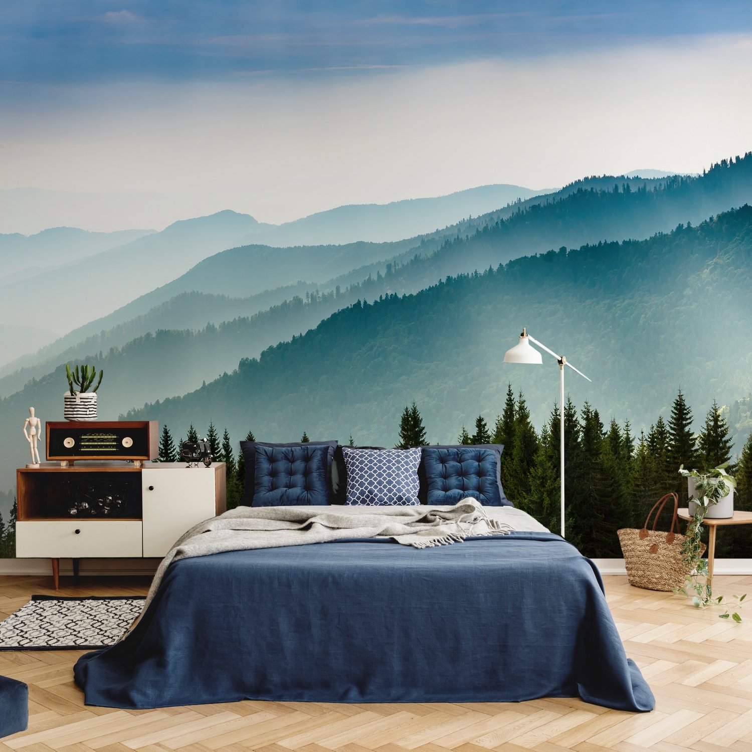 Foggy Mountains Landscape Wallpaper Mural - Peel and Stick