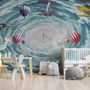 Hot Air Balloon and Airplanes on The Sky Wallpaper Mural