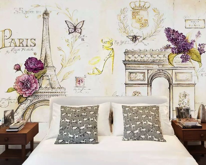 Colorful Drawing Eiffel Tower Wallpaper Mural