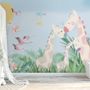 Nursery Tropical Landscape with Cute Girrafes Wallpaper Mural