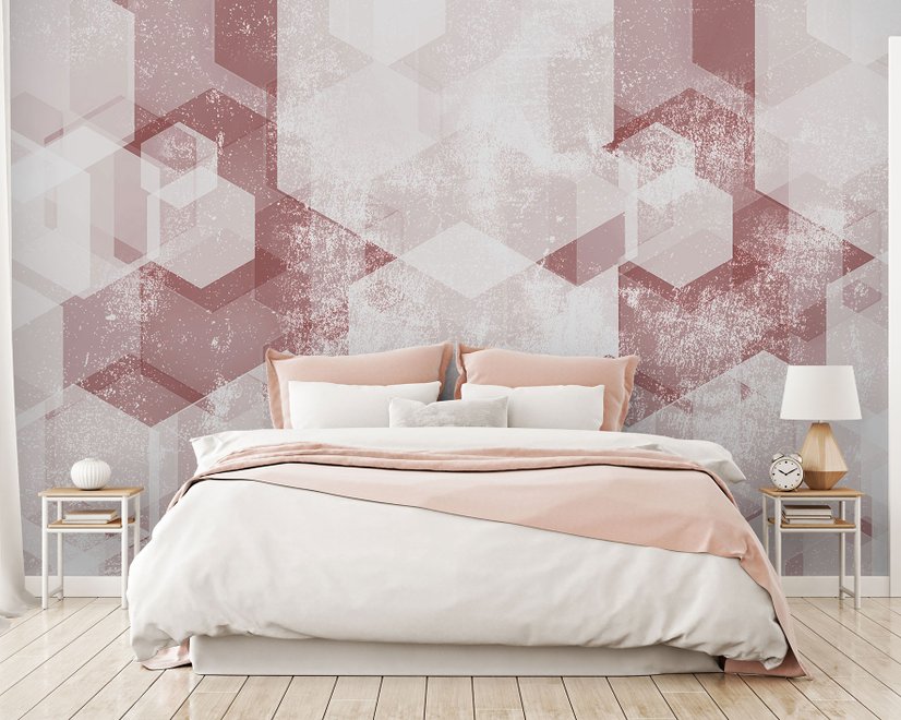 Abstract Pink Geometric Pattern Wallpaper Mural