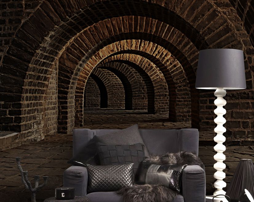 3D Look Dark Tunnel Wallpaper Mural