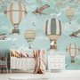 Hot Air Balloon with Animals Wallpaper Mural