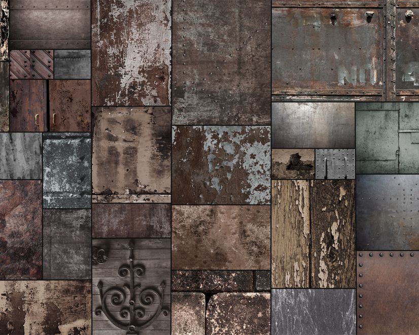Dark Stone Wall Pattern Wallpaper Mural