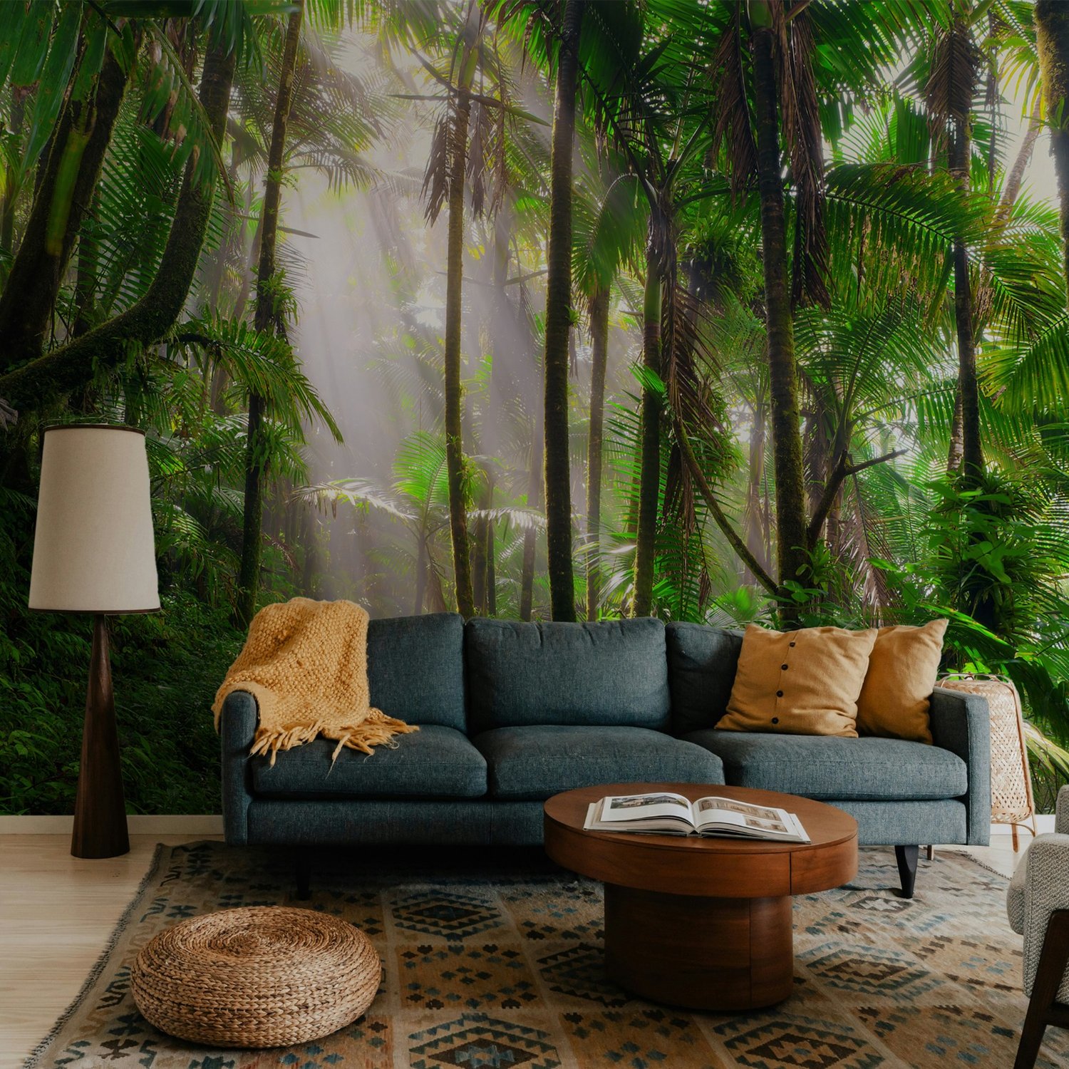 Tropical Forest Jungle Scenery Wallpaper Mural - Peel and Stick