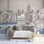 London Charcoal Drawing City Wallpaper Mural