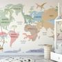 Kids Dinosaurs World Map Wallpaper Mural