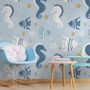 Zebrafish and Seahorse Wallpaper Mural