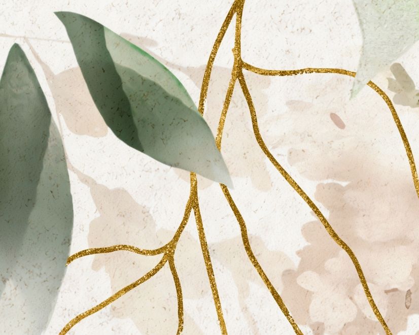 Watercolor Soft Floral with Green Leaves Wall Mural