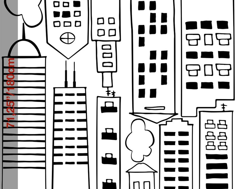 Kids Cute Black City Wall Decal Sticker