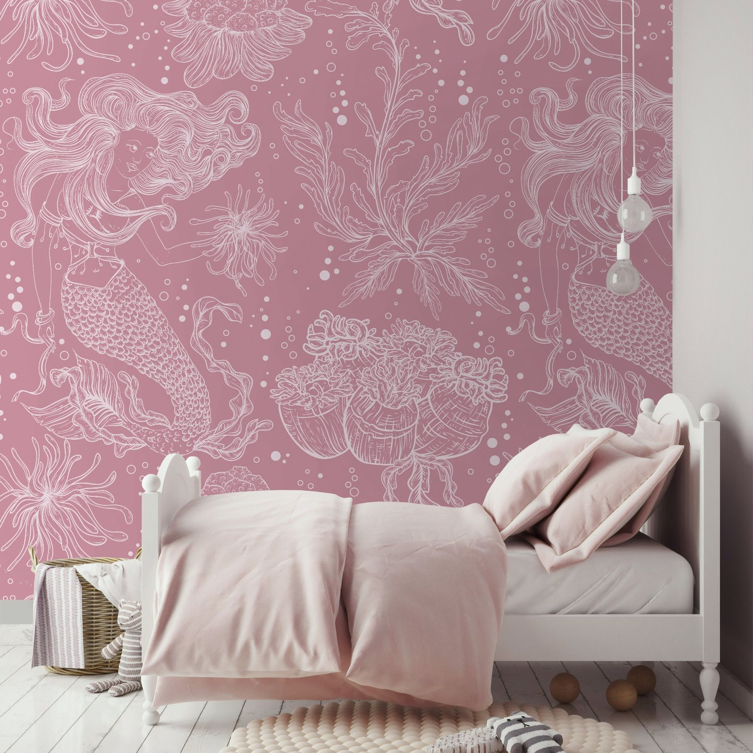 Kids Underwater Mermaid Girl Wallpaper Mural - Peel and Stick