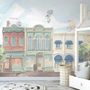 Kids Village Drawing with Cartoon Animals Wallpaper Mural