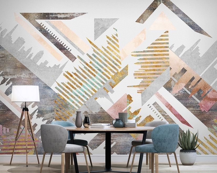 Watercolor Geometric City Wallpaper Mural