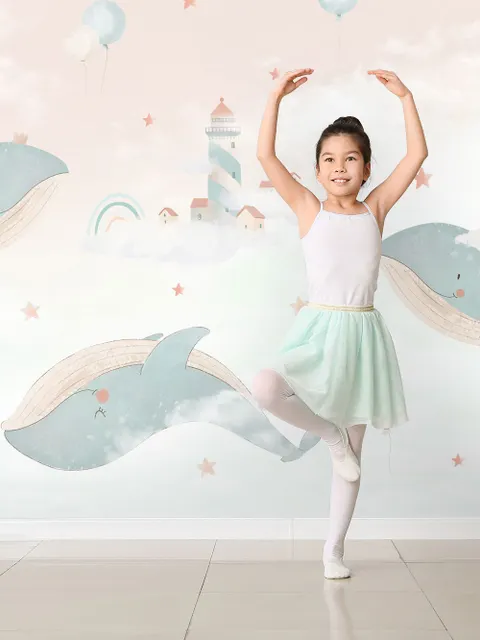 Papier peint baleine douce vie sous-marine enfants