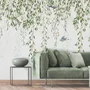 Green Hanging Leaves with Colorful Birds Wallpaper Mural
