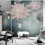 Gray Pink Feather Hot Air Balloon Wallpaper Mural