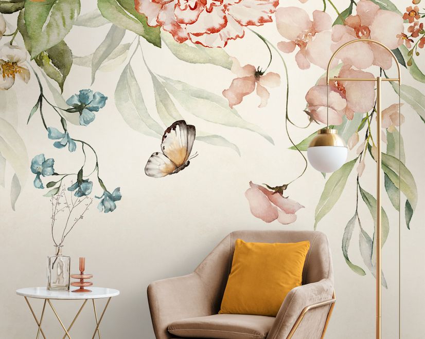 Summer Floral Colorful Watercolor Blossom Wallpaper Mural