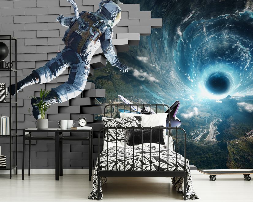 Astronaut with Galaxy Starry Wallpaper Mural