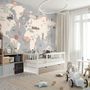 Vintage Kids World Map with Aircraft and Hot Air Balloon Wallpaper Mural
