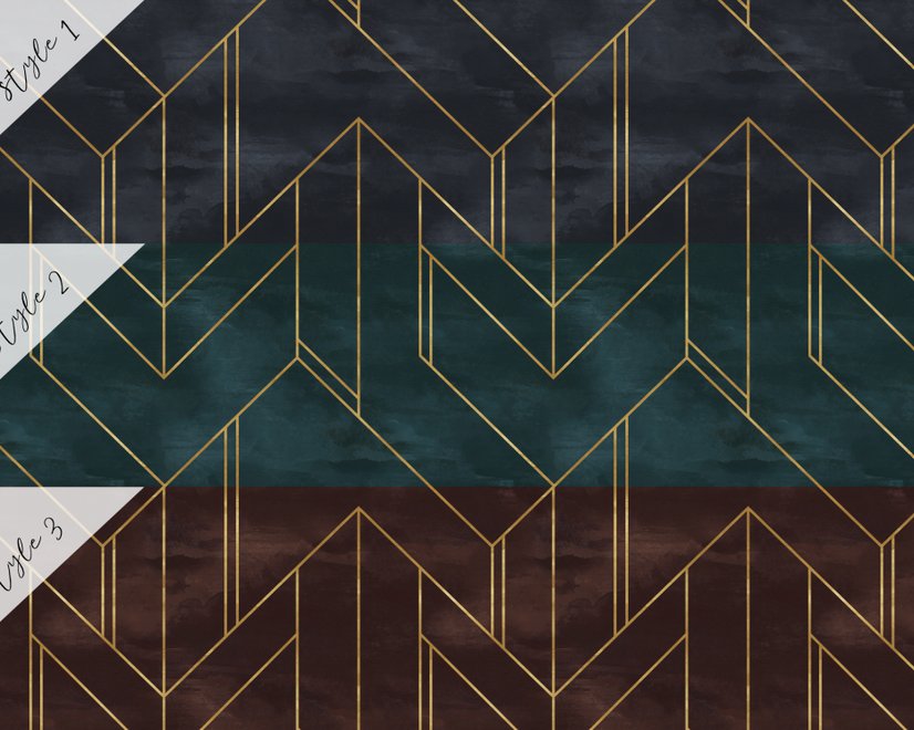 Art Deco with Gold Faux Lines Geometric Art Deco Wallpaper Mural