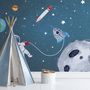 Watercolor Space with Astronaut and Meteor Wallpaper Mural
