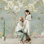 Soft Chinese White Florals with Birds Wallpaper Mural