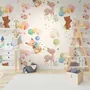 Cute Animals Flying with Hot Air Balloons Kids Wallpaper Mural