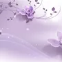 3D Look Purple Flowers Wallpaper Mural