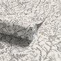 Black outline botanical wallpaper with charcoal wildflowers and grasses on a warm ivory cream ground