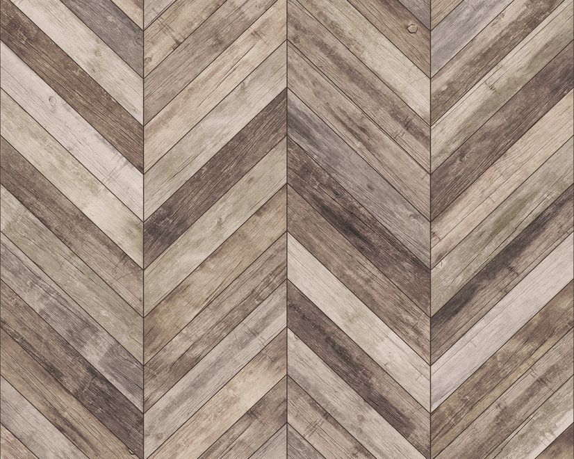 Natural Wood Texture Effect Chevron Wallpaper Mural