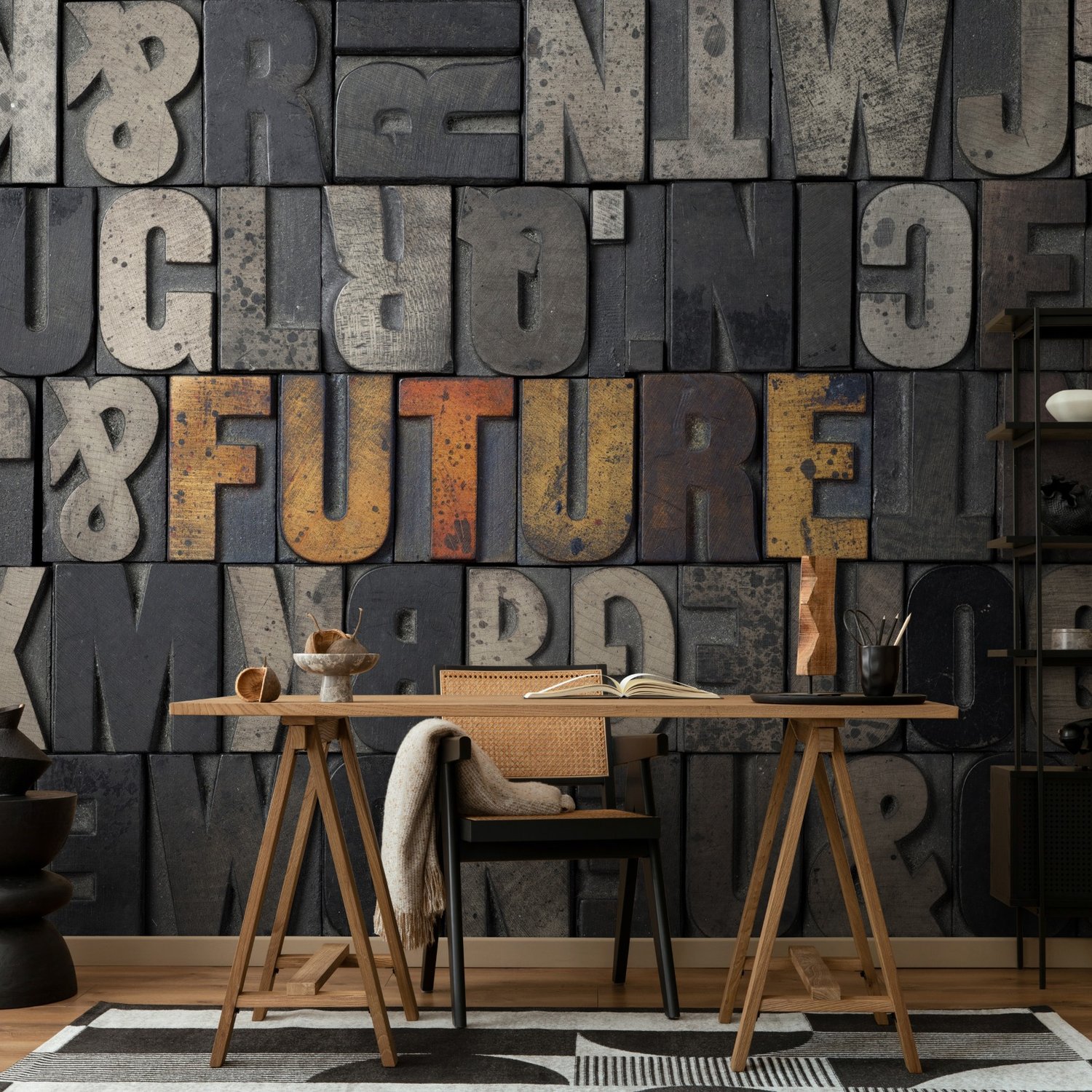 Future Typography Wallpaper Mural - Peel and Stick