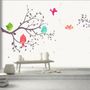 Kinder Cartoon Baum mit Bunten Singvögeln Fototapete