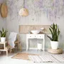 Watercolor Hanging Wisteria Flowers with Hummingbirds Wallpaper Mural 