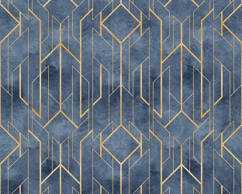 Rhombus Geometric Lines Art Deco Wallpaper Mural
