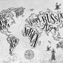 Vintage Charcoal World Map Wallpaper Mural