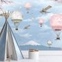 Cherry Blossom with Soft Hot Air Balloon Wallpaper Mural