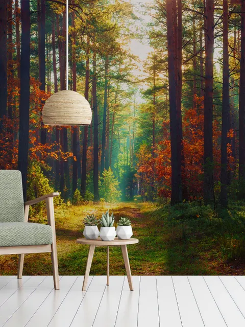 Red Forest Autumn Wallpaper Mural