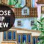 Kids Watercolor Medieval House with Plants Wallpaper Mural