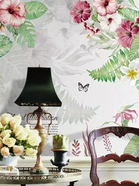 Mirabilis and Tropical Plants Wallpaper Mural