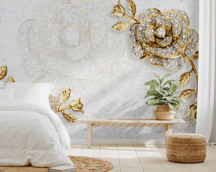 Ornament Rose Floral Wallpaper Mural