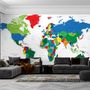 Kids Colorful Political World Map Wallpaper Mural