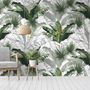 Papier peint feuilles de bananier charbon - motif tropical moderne