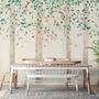 Watercolor Style Forest with Green Brown Little Leaves Wallpaper Mural