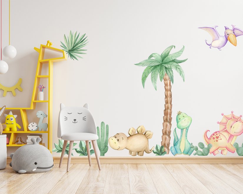 Mignon Aquarelle Dinosaure Stickers muraux Sticker