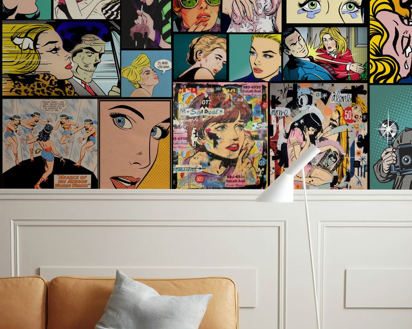 Comic Pop Art Faces Wallpaper Mural