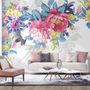 Watercolor Colorful Peony Flowers Wallpaper Mural