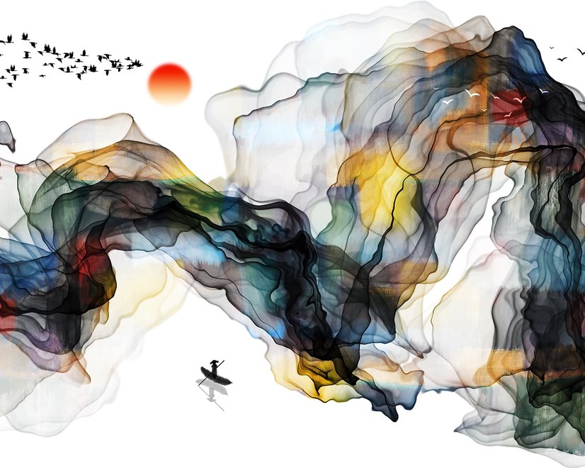 Watercolor Colorful Abstract Smoke Wallpaper Mural