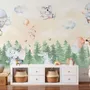 Kids Cute Animals Dancing in the Forest Wallpaper Mural