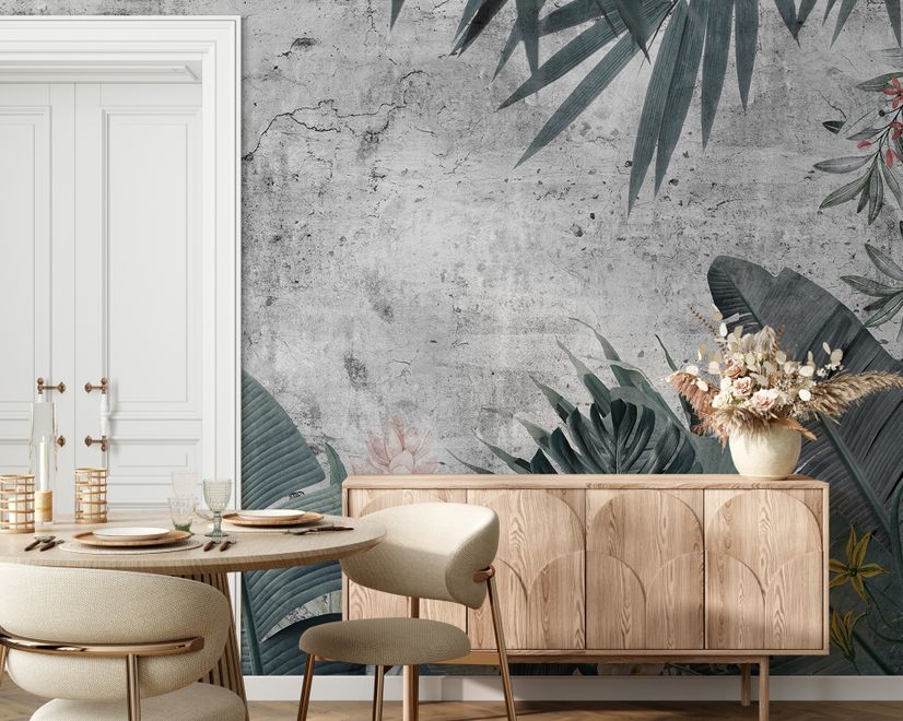 Alte Tropische Blätter Fototapete