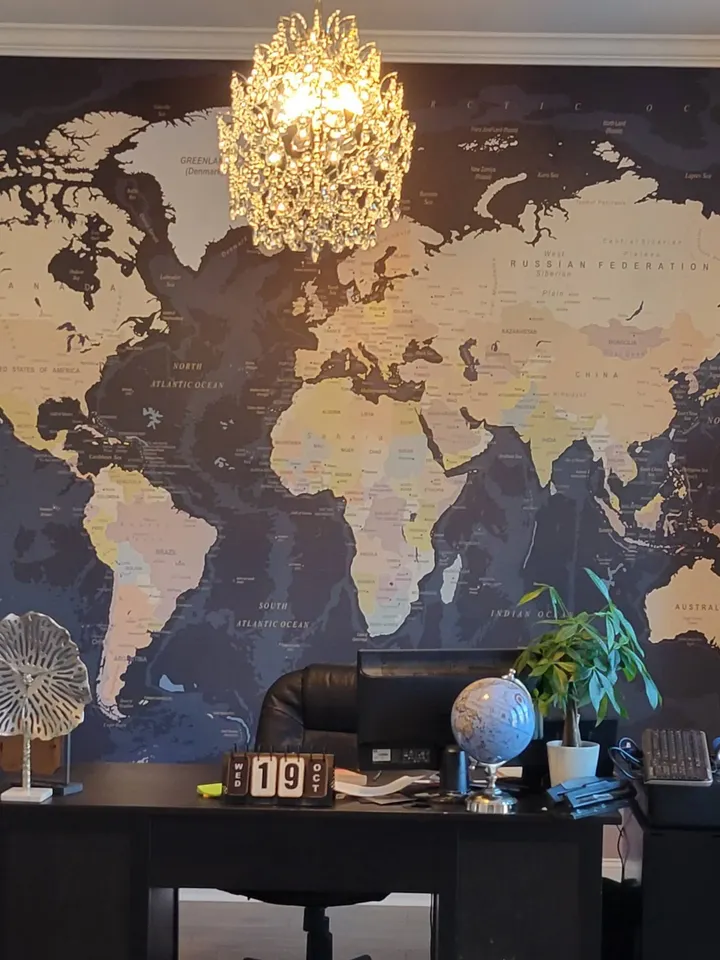 Navy Blue Political World Map Wallpaper Mural